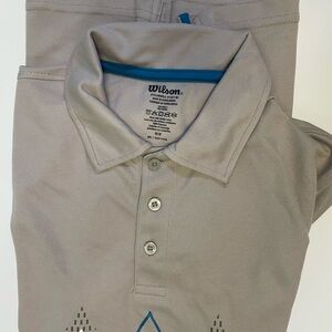 Wilson Men's Taupe Polo Shirt with Blue Accents